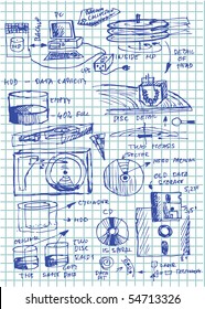 set of hand drawn backup icons