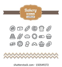 Set of hand drawn bakery icons