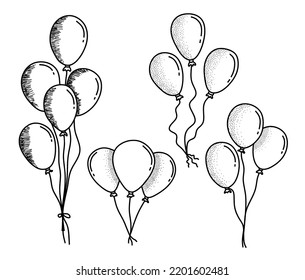 set of hand drawn balloon on a white background