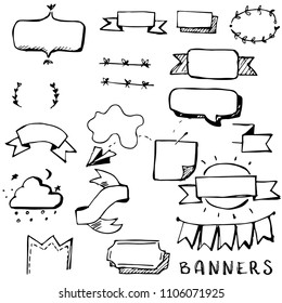 set of hand drawn banner doodle, vector illustration