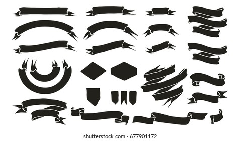 Set of Hand Drawn Banner and Ribbon Vector Illustration