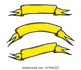Set of Hand drawn Banner Vector Illustration