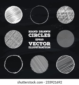 A set of hand drawn banners on the chalkboard background for your design. Vector illustration