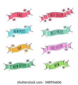 Set of hand drawn banners for promotion. Eps 8 file