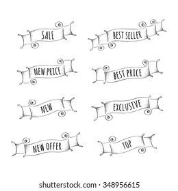 Set of hand drawn banners for promotion. Eps 8 file