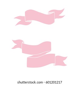 Set of hand drawn banners and ribbons