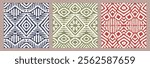 Set of hand drawn Batik seamless patterns. Geometric doodle abstract illustration, wallpaper. Tribal ethnic vector texture. Aztec style. Folk embroidery. Indian, Scandinavian, African rug, tile.