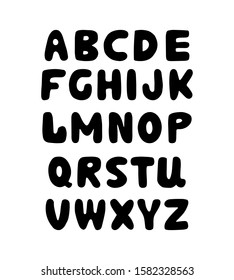Set of hand drawn bauble capital letters. Isolated vector symbols on white background. Cute stock althabet.