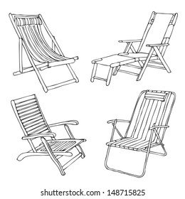 Set Of Hand Drawn Beach Chairs