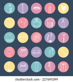 The set of hand drawn beauty and wellness items. Doodles. Make up. Vector icons for your design.
