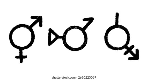 Set of hand drawn bigender identity icon Symbol used to represent sex and gender