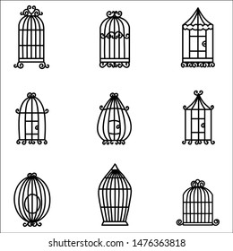 Set of hand drawn bird cages.Isolated on white.