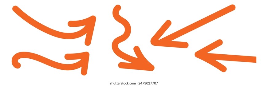  Set of hand drawn black arrow sign or symbol element doodle design. Vector illustration.