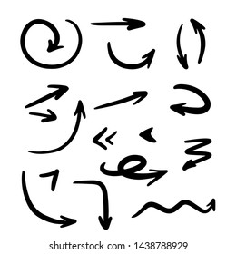 Set of hand drawn black arrows for banners, website, presentations, infographics, posters. Black arrows collection of icons