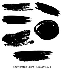 Set Of Hand Drawn Black Brush Graffiti. Gouache Acrylic Paint. Watercolor Background. Distress Wallpaper. Old Dirty Wall. Brush Painting. Watercolor Painting. Dirty Art Paint.