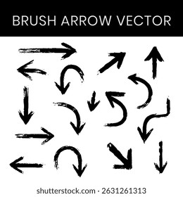 Set of hand drawn black brush arrows .Vector doodle design elements. Illustration on white background for business infographic, concept design.