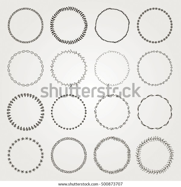Set Hand Drawn Black Doodle Circle Stock Vector (Royalty Free) 500873707