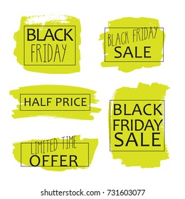 A set of hand drawn Black Friday sale banners