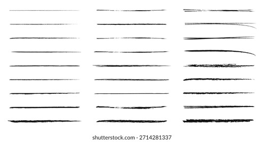 Conjunto de trazos de pincel grunge negro dibujado a mano líneas de lápiz marcador de tinta diseño de colección de Vector
