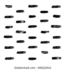 Set of hand drawn black ink brush strokes. Vector design elements. Collection of grunge texture.