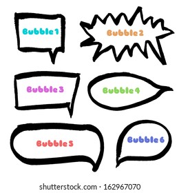 Set of hand drawn black marker bubbles. Vector illustration.
