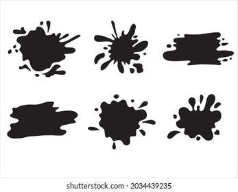 Set of Hand drawn Black paint blob. Brush pen splatter shapes, ink, paint spray. 
Isolated vector illustration for logo, stickers, labels, banners, icon designs. 

