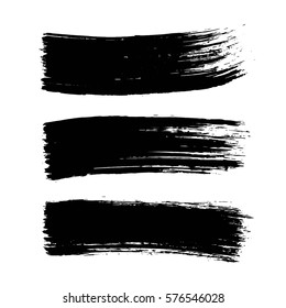 Set of hand drawn black paint, ink brush strokes, brushes, lines. Dirty grunge artistic design elements, boxes, frames for text.