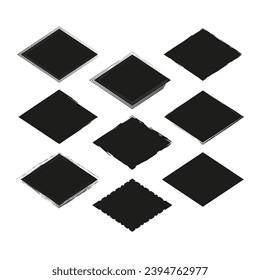 Set of hand drawn black rhombus. Rhomb frame. Vector illustration. EPS 10.