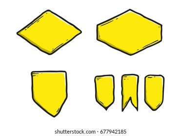 Set of Hand Drawn Blank Badge Vector Illustration