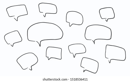 Set of hand drawn Blank Speech Bubbles Doodles