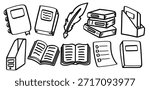 Set of hand drawn Books theme Isolated Vector