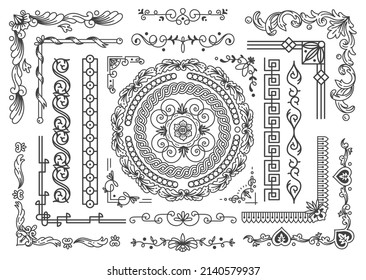 Set of Hand Drawn Border Doodle