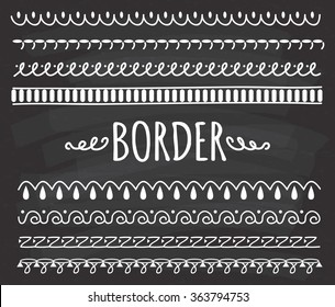 Set of Hand drawn border doodle on chalkboard