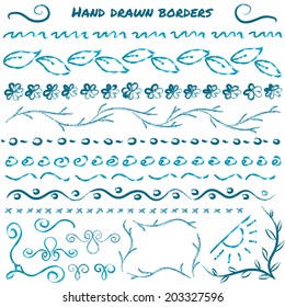 Set of hand drawn borders and design elements