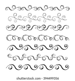 Set of hand drawn borders.  Design element for wedding cards, in invitations and save the date cards.