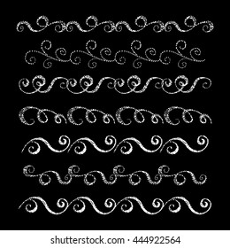 Set of hand drawn borders.  Design element for wedding cards, in invitations and save the date cards.