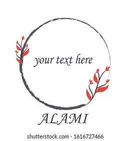 Set of hand drawn botanical element, natural, leaf icon and line art. Alami mean natural in indonesian language Hand sketched vector vintage elements laurels, leaves, flower frame. box oval