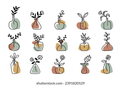 Conjunto de ilustraciones botánicas dibujadas a mano