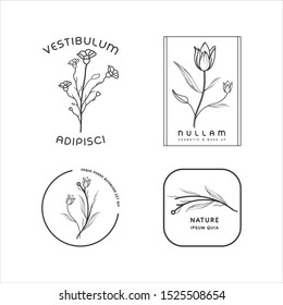 set of hand drawn botanical logo icon in vector