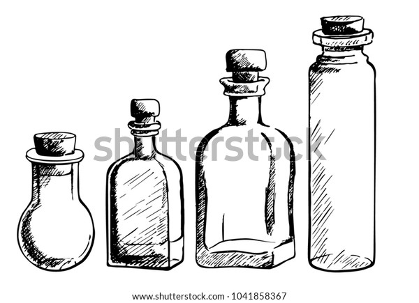 Set Hand Drawn Bottles Set Empty Stock Vector (Royalty Free) 1041858367 ...