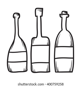 Set of hand drawn bottles line vector illustration
