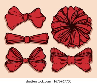 Set of hand drawn Bow Tie collection