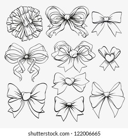 Set hand drawn bows