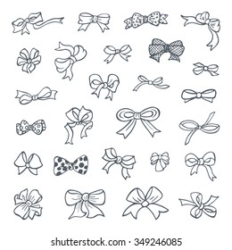 Set of hand drawn bows