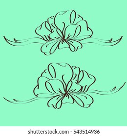 Set hand drawn bows isolated on background.