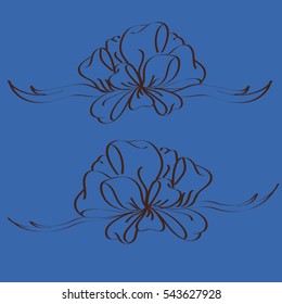 Set hand drawn bows isolated on background.