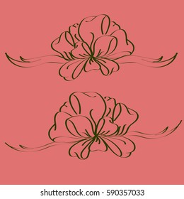 Set hand drawn bows isolated on background.