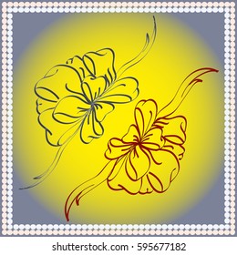 Set hand drawn bows isolated on background.
