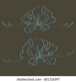 Set hand drawn bows isolated on background.