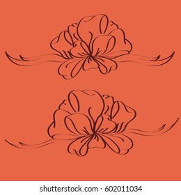 Set hand drawn bows isolated on background.